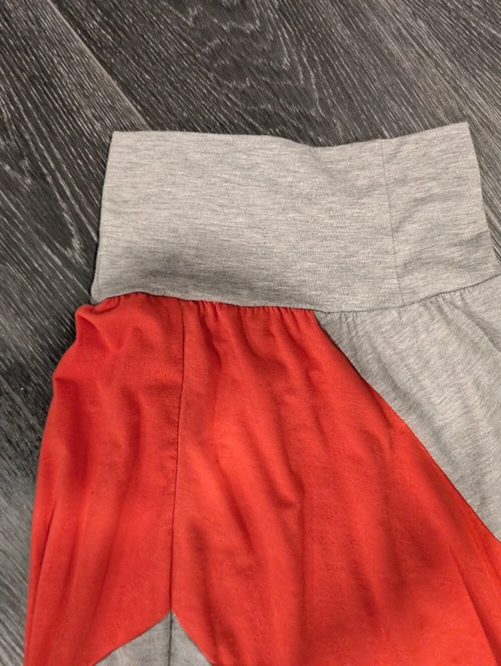 Grey and Red Colorblock Maxi Skirt